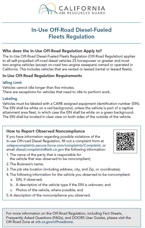 CARB example sign for contractors to use or reference 
