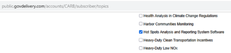 Image displaying the CARB listserv corresponding to HARP updates